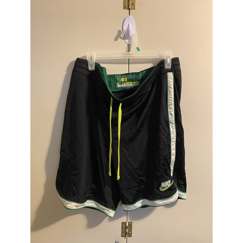 Vintage Nike Flight Mesh Basketball Shorts Mens Medium Black Green Yellow Y2K